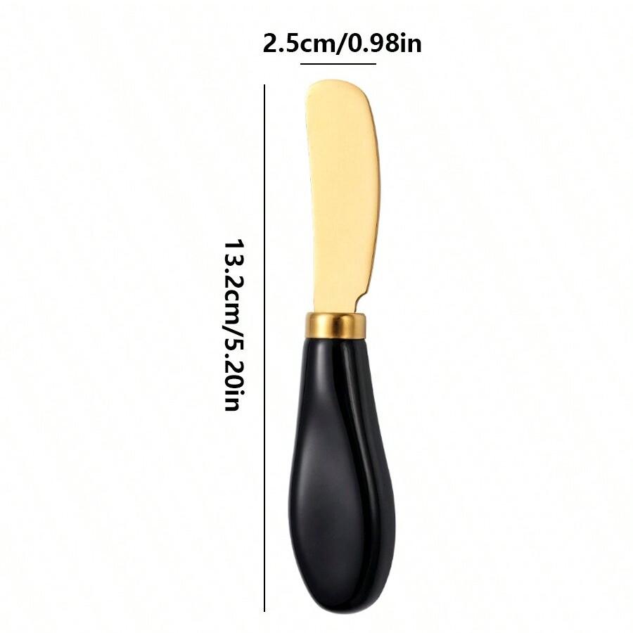 

1 Pcs Stainless Steel Cheese Knife Ceramic Handle Butter Knife For Butter Bread Jam Cream Spatula Baking Cake Scraper чёрный/золотой
