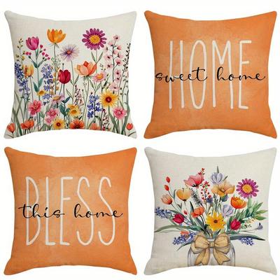 Bunte Blumen-Heimsegen-KissenbezügeWohnzimmer-Sofakissenbezug, weich und bequem, Schlafzimmer-Raumdekoration