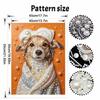 Handmade Framed Pearl Painting Set with Cute Elegant Puppy Wearing Towel Design 5D Shiny Bead Art Canvas Creative Craft for Room Decor