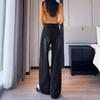 Women's Black-Grey High-Waisted Loose Fit 2025 Autumn Wide-Leg Slimming Drape Straight-Leg Floor-Length Jeans