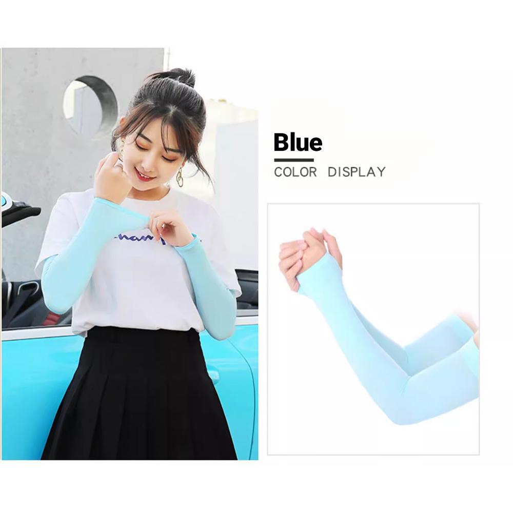 1Pair Summer Ice Silk Long Sleeve Sun Protection Athletic Gloves Driving Sleeves Fishnet Sun Protection UV Elastic Arm Protection