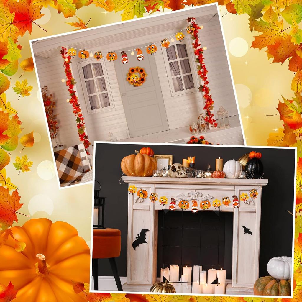 Sumind 24 Sets Fall Leaves Ornaments Decorations Autumn Fall Craft Kit for Kids Sets Owl Cutouts DIY Fun Pumpkin Owl Decoration Home Activities for