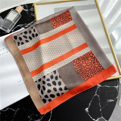Women's Leopard Print Silk Square Scarf – Professional, Colorful, Versatile Shawl for Autumn/Winter