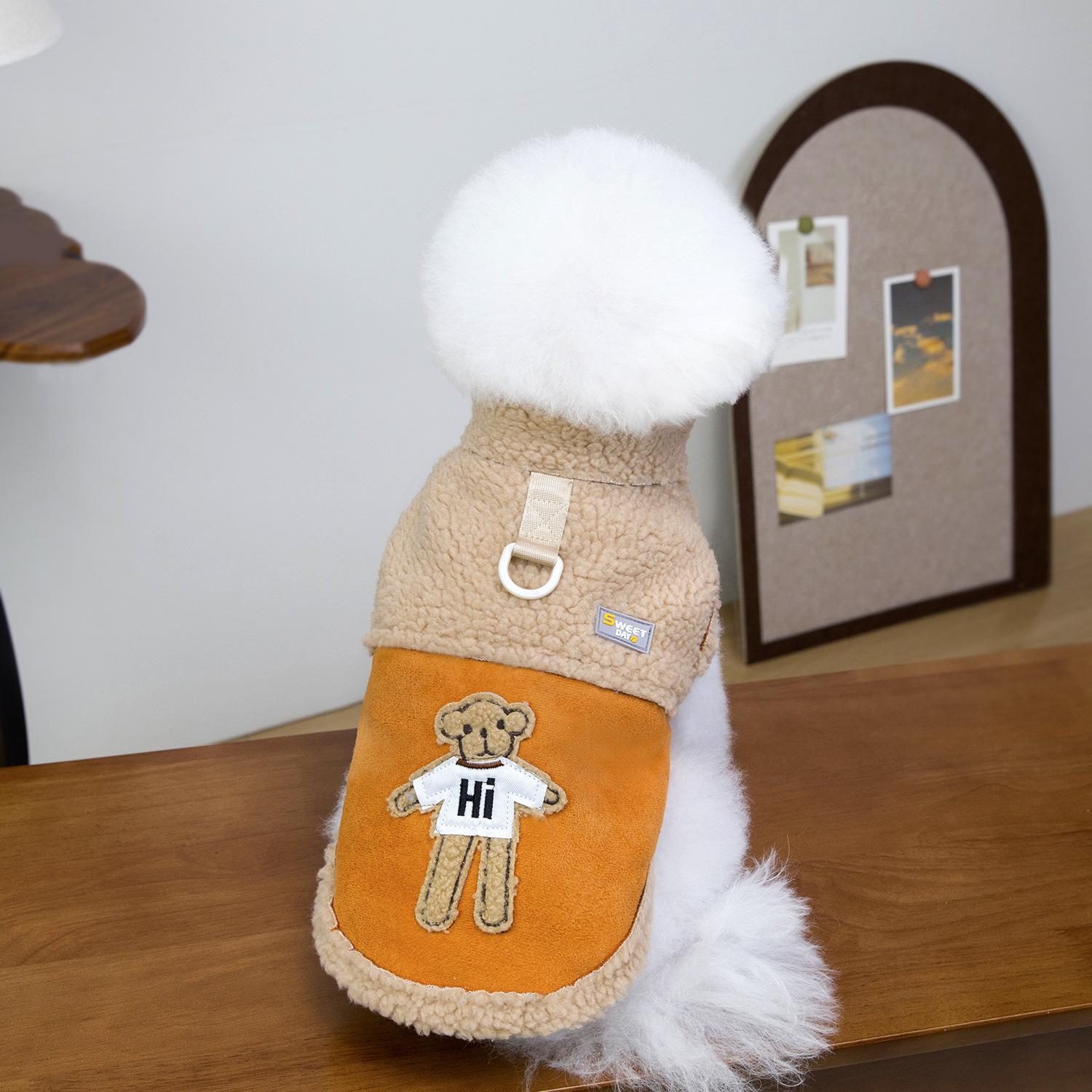 

Cute Bear Print Thick Warm Dog Winter Coat Cold Resistant Pet Jacket 2 Colors 4 Sizes For Small Medium Puppy Daily Outdoor Wear Size S: Fits 1.2kg - 2kg