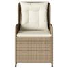 Garden Armchair 2 pcs Adjustable Beige Poly Rattan