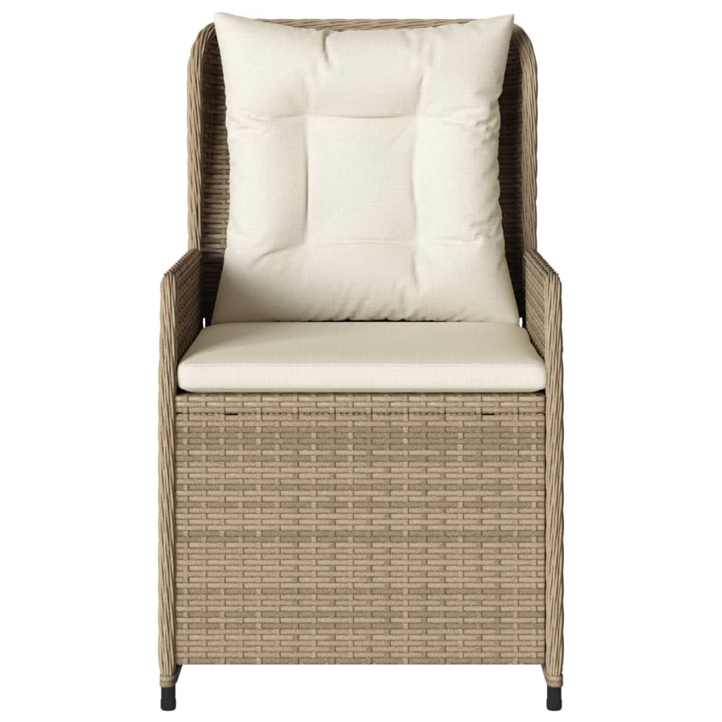 Garden Armchair 2 pcs Adjustable Beige Poly Rattan