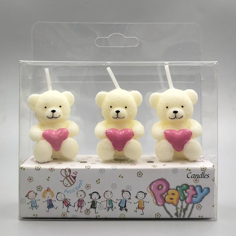 

Колокольчик Яркая Атмосфера Мишка Забота Свеча для Торта на День Рождения Украшение для Торта Вечеринка Мультяшная Свеча в Форме off-white pink love