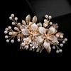 Bridal Hair Comb with Crystal Flowers and Faux Pearls - Handmade Wedding Hairpins Accessories