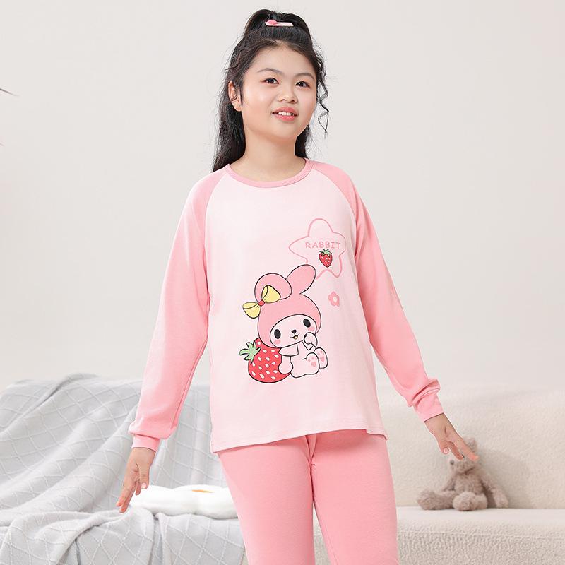 Kids' Pure Cotton Pajama Set: Warm Long-Sleeve Tops & Pants for Boys & Girls - Autumn & Winter