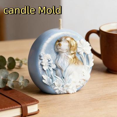 Moule à Bougie pour Chien en Silicone Pratique 3D Anti-adhésif Moule pour Artisanat Fait Main Moule Souple Réutilisable pour Aromathérapie Cadeaux