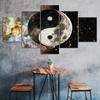 Yin Yang Cosmos Full Moon Abstract Canvas 5 Piece Five Panel Wall Print Modern Art Poster Picture Home Decor Gift For Him For Her