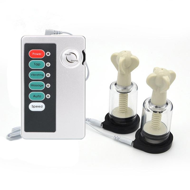 Electric Shock Nipple Vacuum Sucker Pump BDSM Bondage Electric Stimulation Physiotherapy Breast Booster Adult Sex Toys for Women
