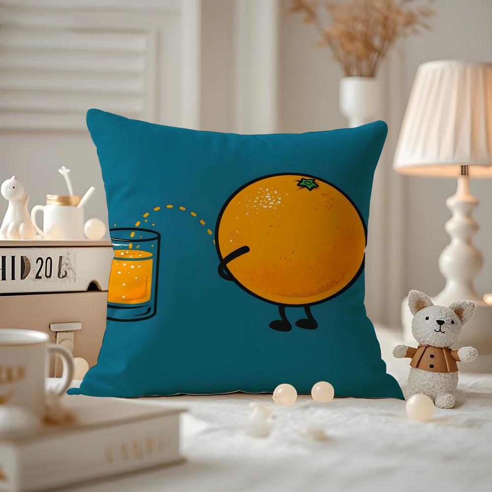 Art Abstract fruit Cushion Cover Antidustmite Pillowcase Invisible zipper silky short plush Sofa cushion cover
