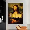 Funny Mona Lisa Poster Wall Art Canvas  Posters Classsic Oil  Character Funny Interesting Pictures Home Decor