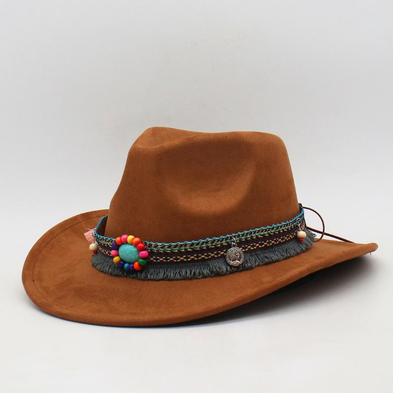 Ethnic style accessories Western cowboy hat Few suede Tibetan top hat Prairie curled woolen felt hat Jazz hat