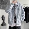 American Retro Denim Jacket Men'S Korean Version Trendy Large Size Fat Loose Casual Sports Tooling Jacket Men
