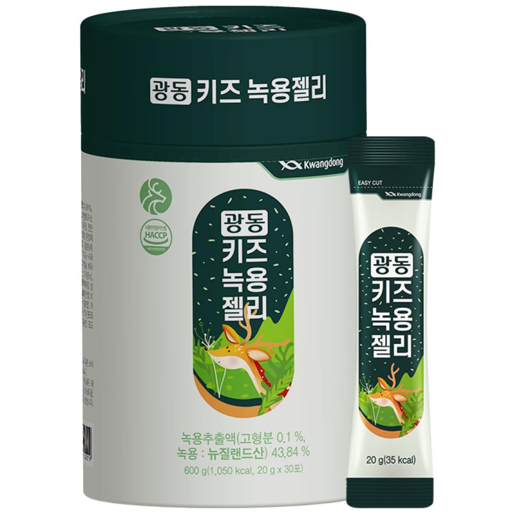 Kwangdong Kids Deer Antler Velvet Jelly 30 Packets Green Grape Flavor 1 pcs 600g