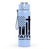 1PC Faith Cross Flag Print 750ml Color Plastic Sports Water Bottle Leakproof Flip Straw Lid Suitable for Sports Office Home Use