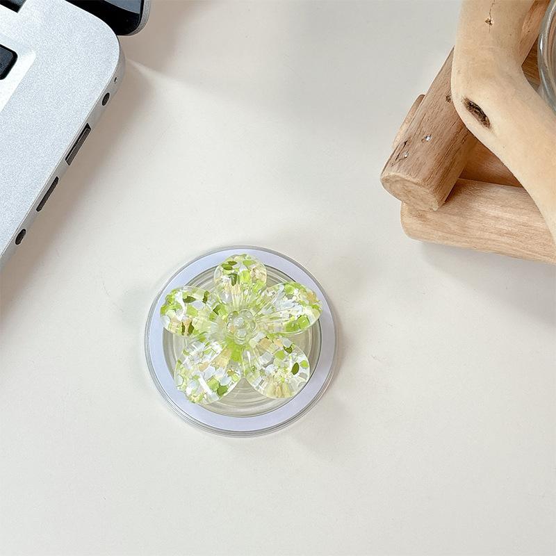 Color Sequins, Three-Dimensional Flowers, Mobile Phone Airbag Holder, Magnetic Telescopic Ring, Suitable For Magsafe Desktop Watching Dramas