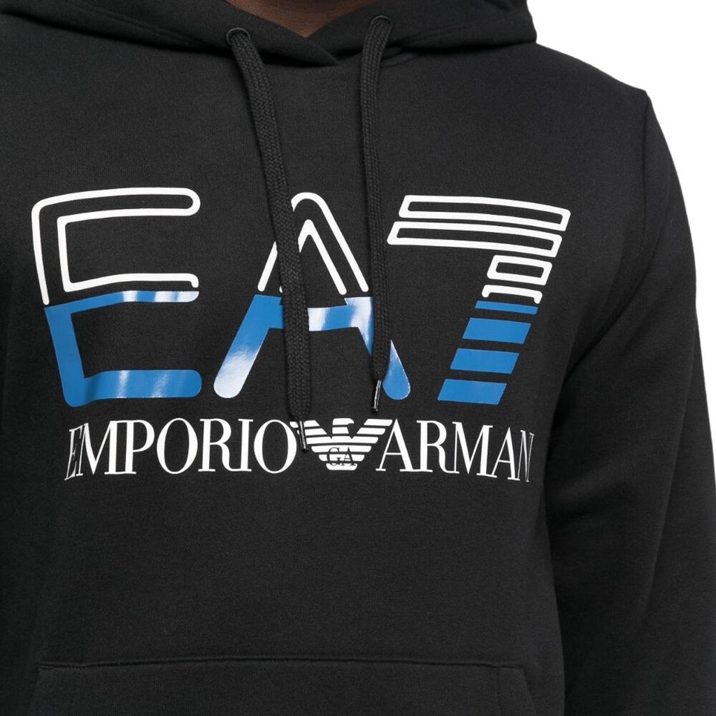 Emporio Armani EA7 SS23 Letter Print Hooded Casual Sweatshirt Men Sweatshirt Black 3RPM13-PJLSZ-1200
