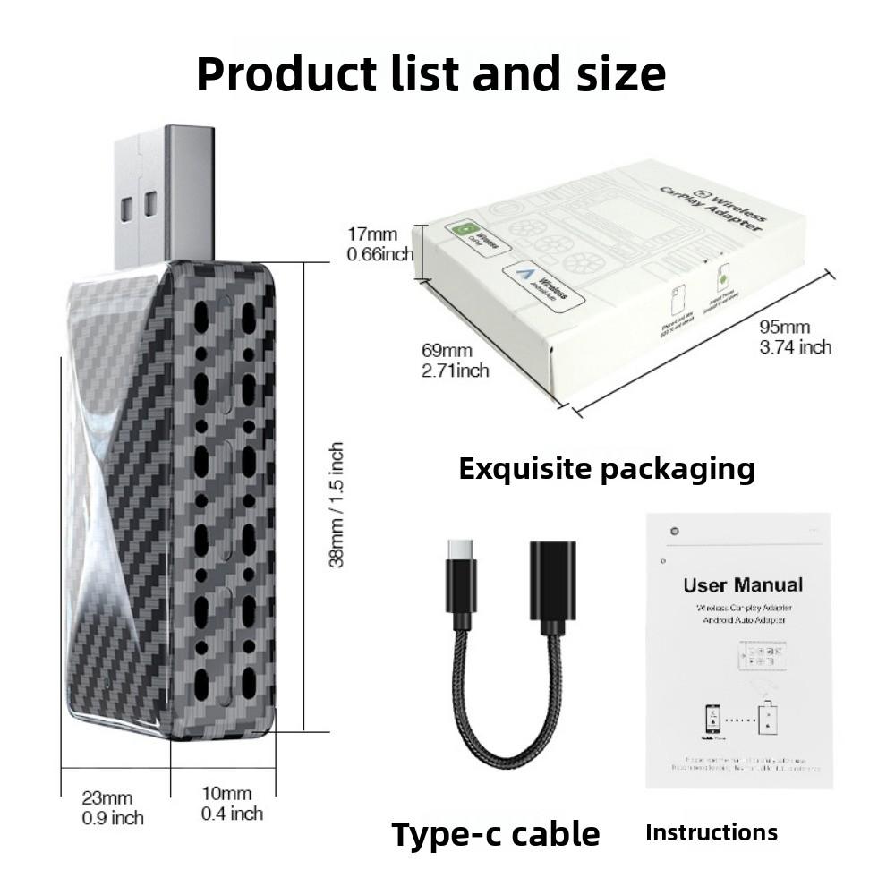 Wireless CarPlay Adapter Carbon Fiber Smart Box Convert Wired To Wireless for Seamless Car Connectivity