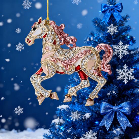 Horse Christmas Ornaments Sparkly Rhinestone Horse Hanging Decoration