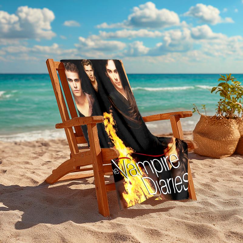 1pc The Vampire Diaries1 Beach Towel, Comfortable and Thick, and Swimming/Bath/Picnic/Camping Towel, Suitable for Seaside Beaches