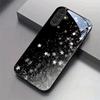Black and white star pattern tempered glass phone case for Samsung Galaxy S26 S25 S24 S23 S22 S21 S20 fe plus ultra anti drop