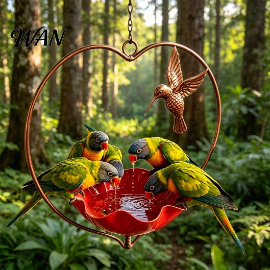 Heart-shaped Bird Feeder Outside Hummingbird Feeder, Weather-proof Metal Butterfly Bath, Bath Hanging Feeding Bowl for Outdoor Garden Patio Yard