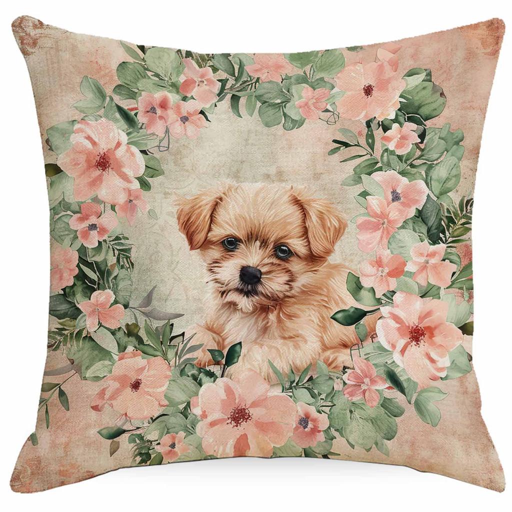 Flower Dog Pillow Case Home Sofa Cushion Pillow Case