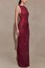 European American Women's Sleeveless Sequin Back Slit Evening Gown