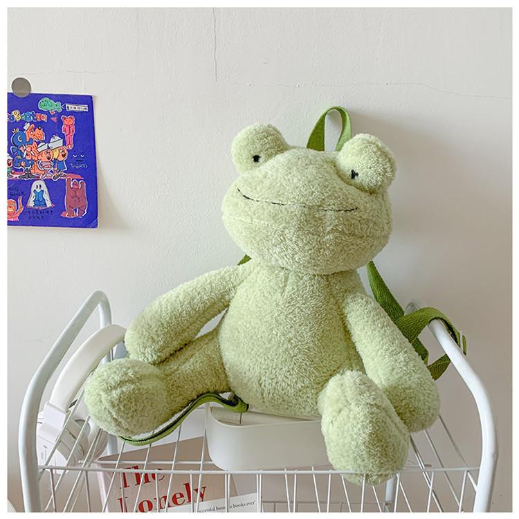 Frog Adorable Green Plush Backpack Cartoon Girl Bag For Gift Giving Use Everyday