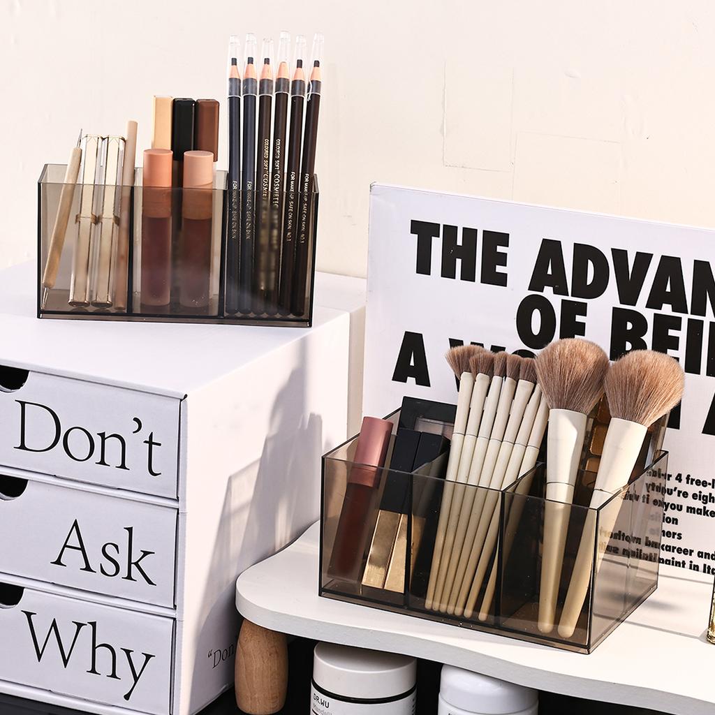 1pc Desktop Acrylic Transparent Makeup Brush Storage Box Organizer Portable Lipstick Makeup Brush Makeup Pen Holder Storage Box
