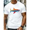 Big& Tall Men's Summer T-Shirt- Vibrant Shark Graphic, Casual Short Sleeve Tee, Breathable, Machine Washable, PLUS SIZE