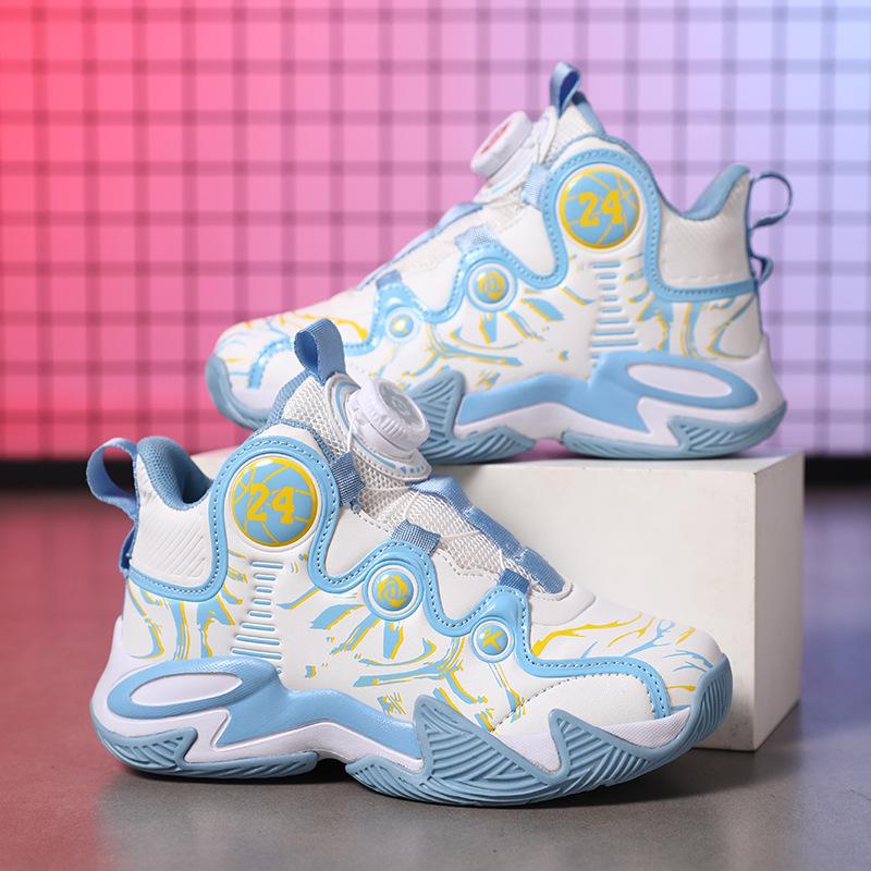 

Children s basketball shoes winter new velvet large cotton thermal sneakers medium and older children s button leather sneakers running shoes 42 inner length about 271mm