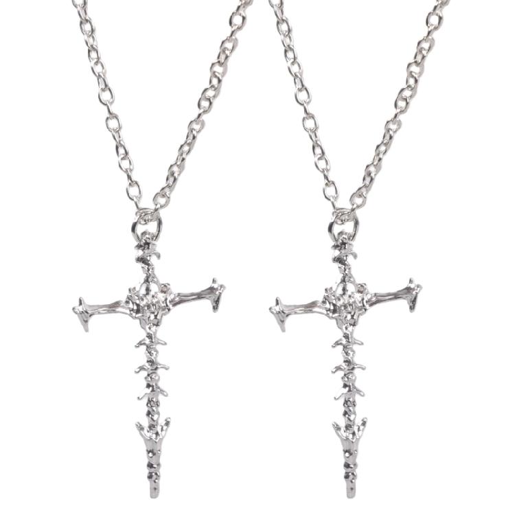 Edgy Crucifix Pendant Necklace Modern Street Wear Neck Jewelry Alloy Collarbone Neck Chain For Everyday Wear