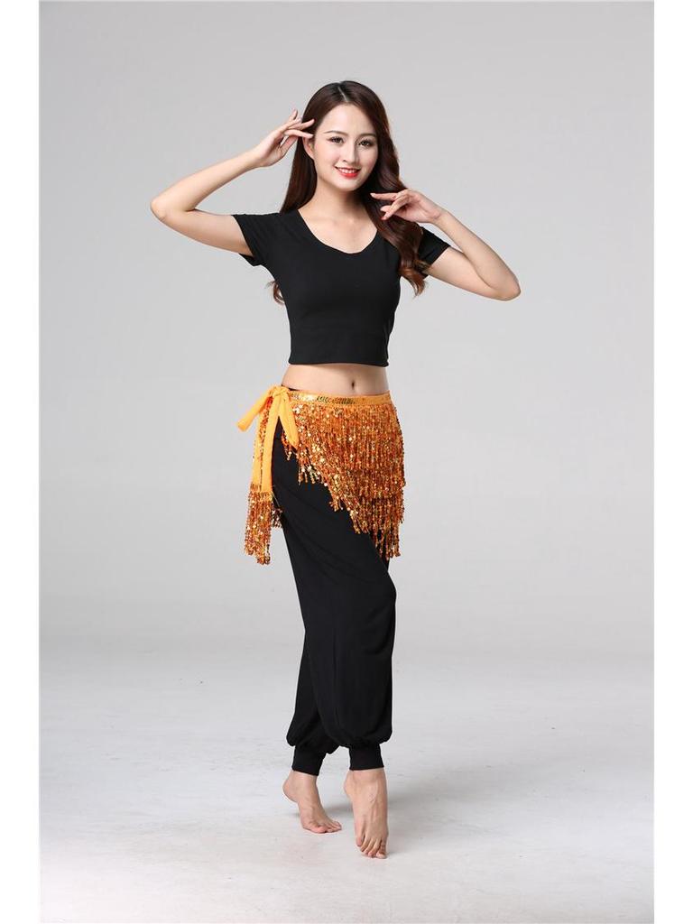 Halloween Belly Dance Costume with Sequin Tassels and Hip Scarf Waist Chain