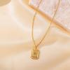 Fashion New Zircon Square Pendant Necklace Earring Set Gold-Plated Stainless Steel  Sets Suitable For Party Gifts