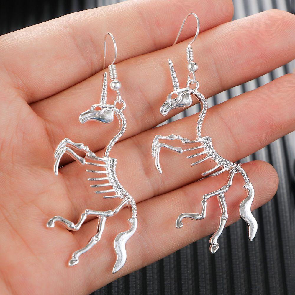 New Wedding Party Lady Women Gift Skeleton Drop Earrings Horse Pendant Novel Dangle Earrings