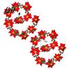 Small Room Decorative Lights Christmas Poinsettia String Lights 200/300cm Red Green Floral Garland Battery/USB USB Operated Festive Lamps