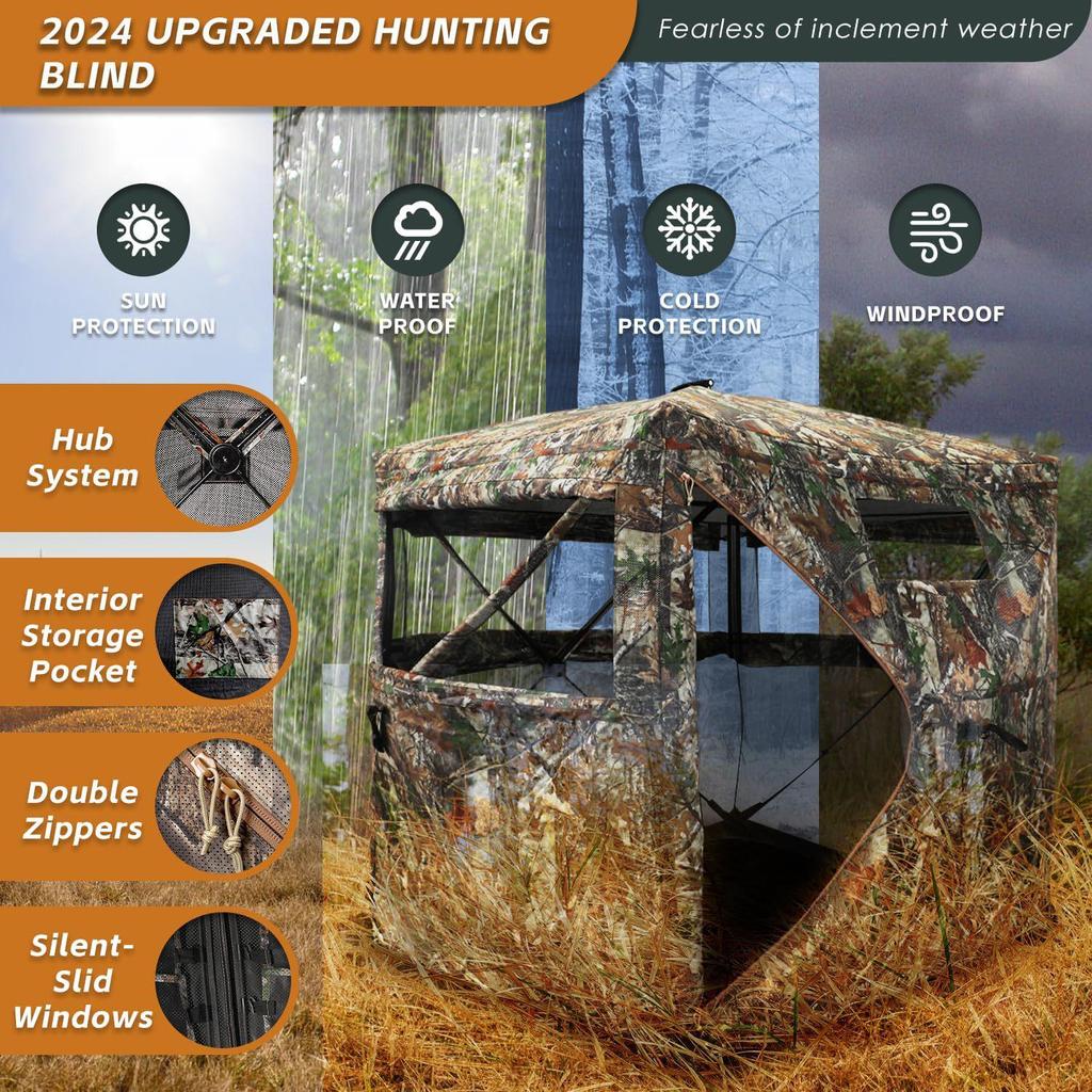 Camouflage Bird Watching Tent, 270° View, Rainproof & Sunscreen