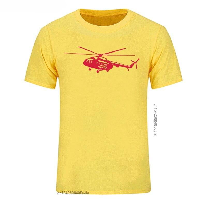 Summer Mens T Shirt Short Sleeve Cotton Print Mi8 Helicopter TShirt Casual Shirt Cool Tees Tops Streetwear Cotton Fabric