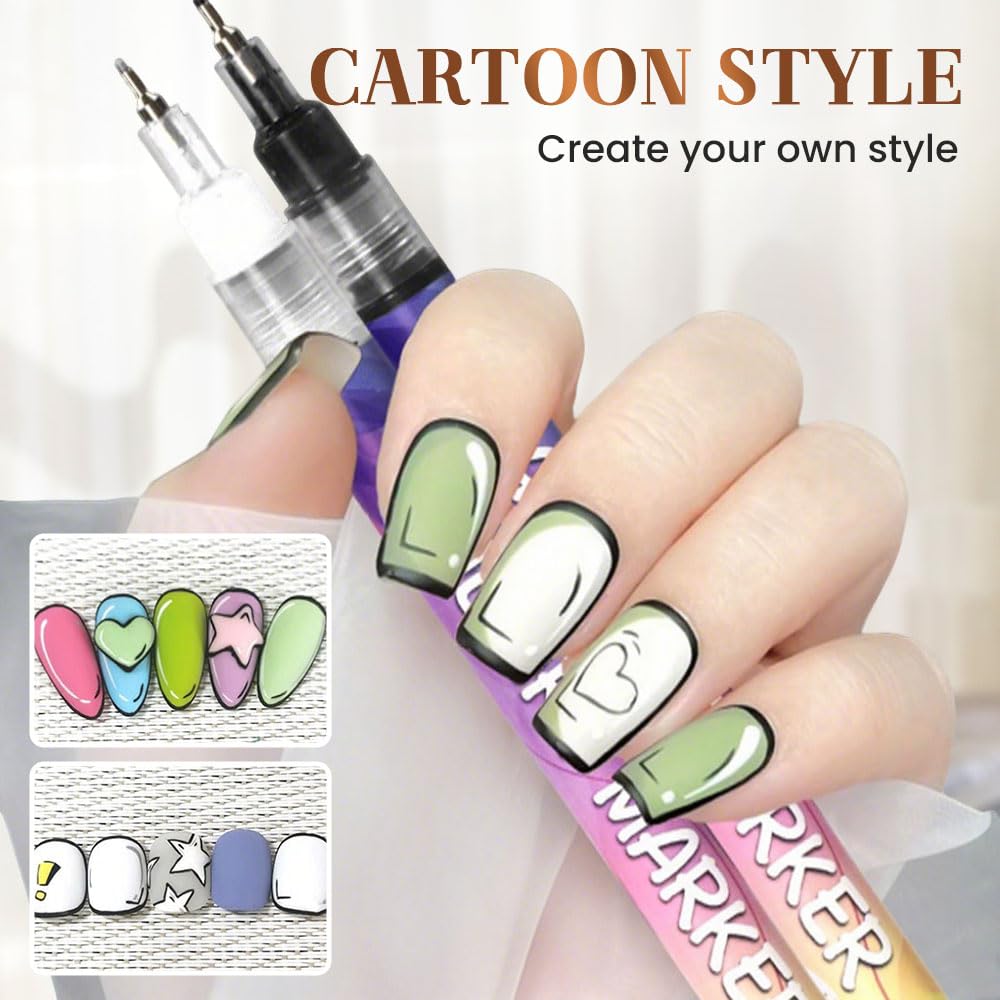 12 Farben 3D Nail Art Stifte Set, Nail Art Stifte zum Malen von Nägeln, Art Marker für Gelnägel