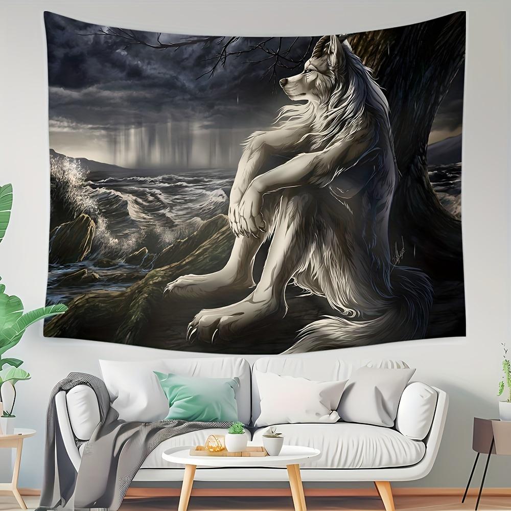

VIKAMA Werewolf by the Sea Tapestry Dark Fantasy Style Wall Hanging for Bedroom Gaming Room Dorm Decor 74x94cm(29x37in)