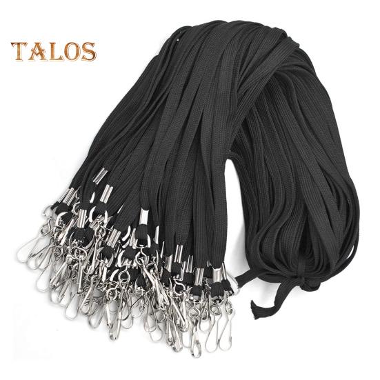 

100 шт. хлопковых шнурков, держателей для бейджей с именем, удобных шейных ремней с зажимами для офиса и школы, вращающийся крючок чёрный