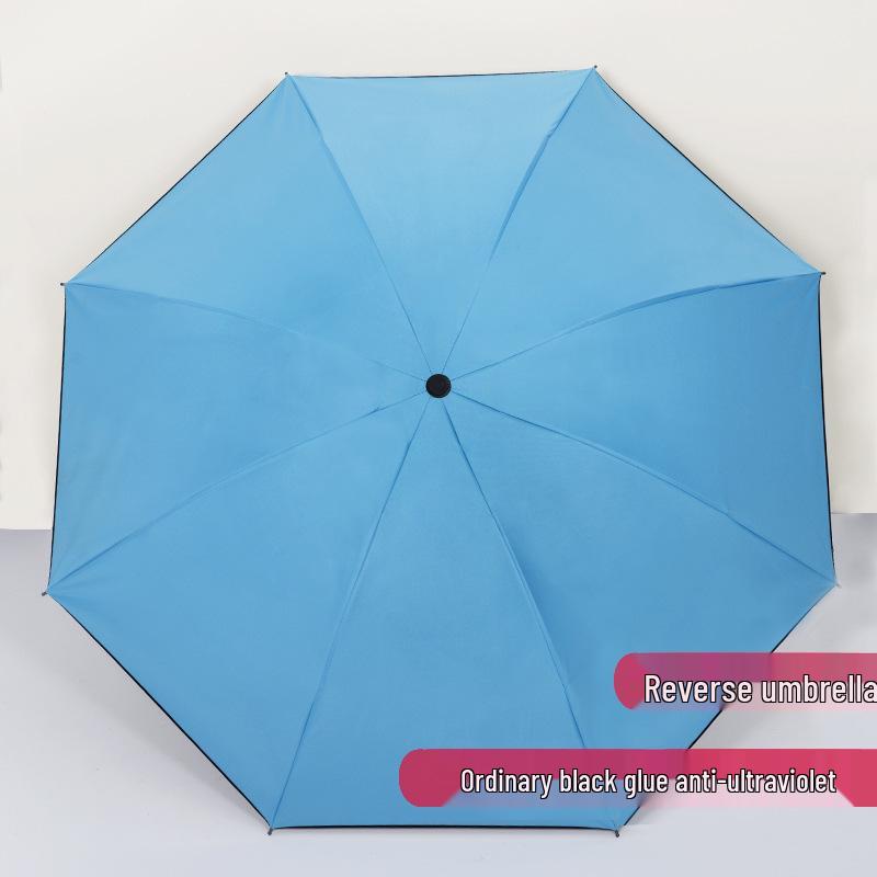 Extra Large 12-Rib Black Folding Umbrella - Heavy-Duty Three-Person Sun and Rain Protection with Custom Logo