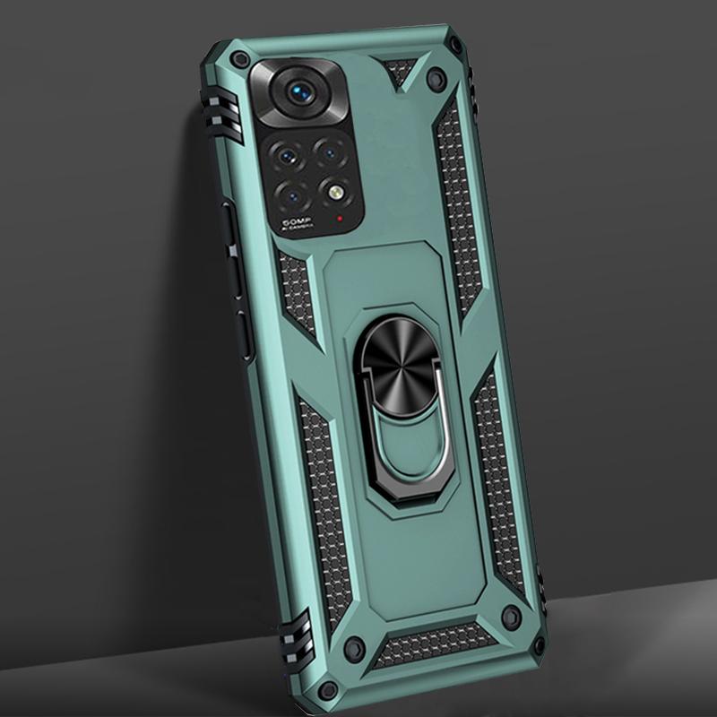 Luxury Battle Armor Holder Phone Case For iPhone 13 12 11 Pro Max X XR XS Max 8 7 6S 6 Plus Shockproof Finger Ring Stand Cover Shell Fundas Coque