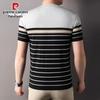 Pierre Cardin Men's Striped Silk Blend Round Neck T-Shirt