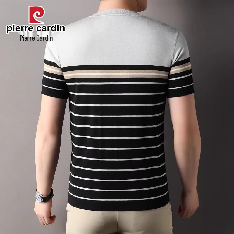Pierre Cardin Men's Striped Silk Blend Round Neck T-Shirt