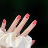 Peach Red Love Heart Soft False Nail Stickers - Removable Wearable Manicure Pieces